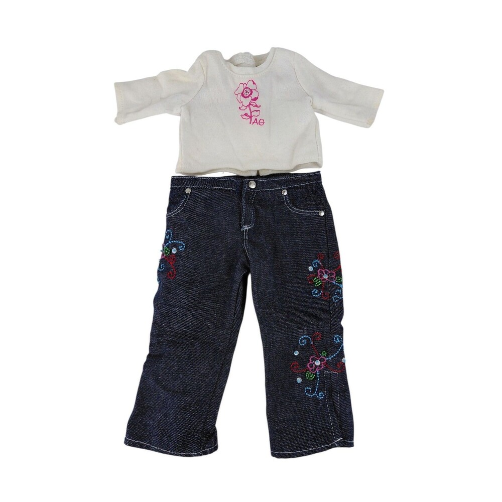 American Girl Doll READY FOR FUN Outfit Retired Jeans Shirt Socks Shoes - Picture 5 of 13